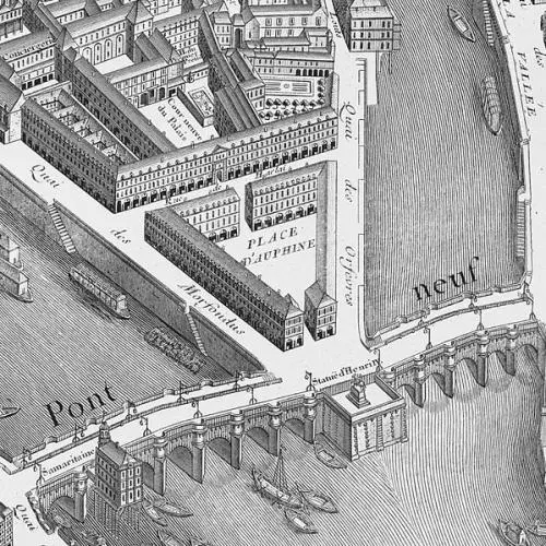 635px place dauphine on 1739 turgot map of paris  kyotou